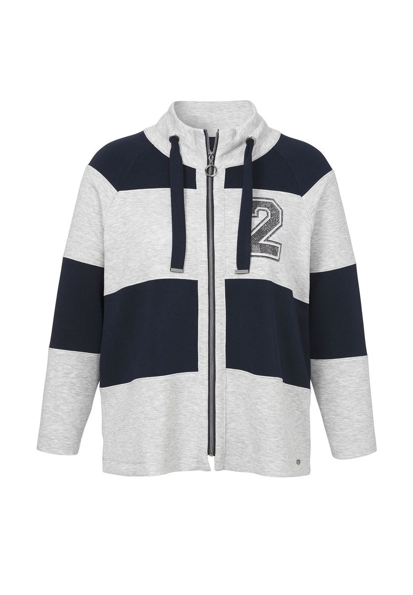 Gestreifte Scuba Strickjacke mit Reißverschluss