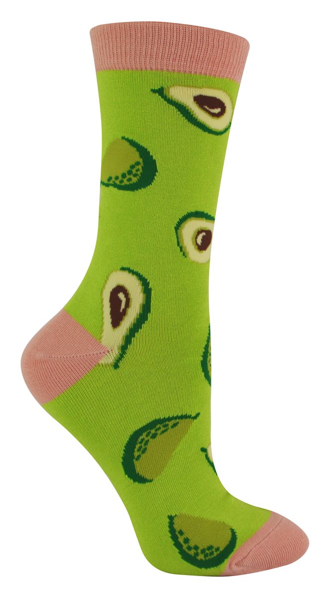 Frauen Neuheit lustige Frucht Socken | Miss Sparrow | Funky Wassermelone Avocado Zitronen Design Bambus Socken - Avocado (Grün)