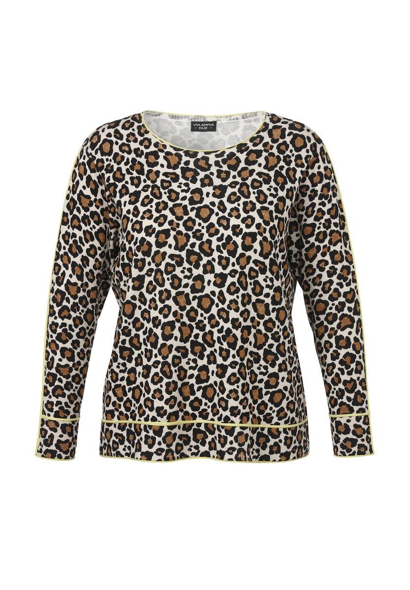 Feinstrickpullover mit Leopardenmuster