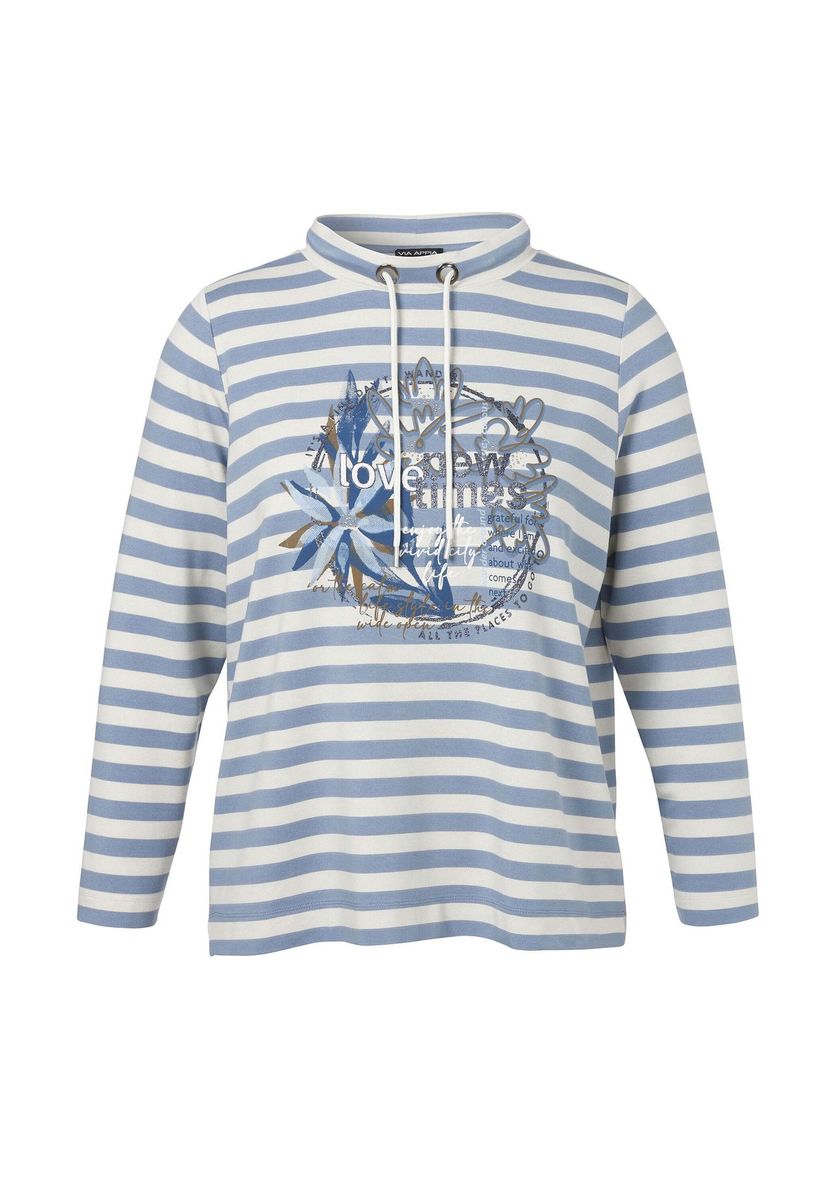 Gestreiftes Sweatshirt mit Grafikprint und Kragen