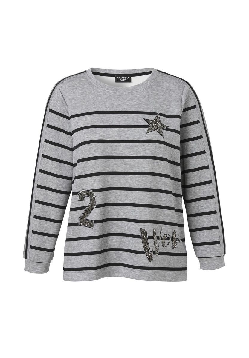 Gestreiftes Sweatshirt mit verzierten Motiven