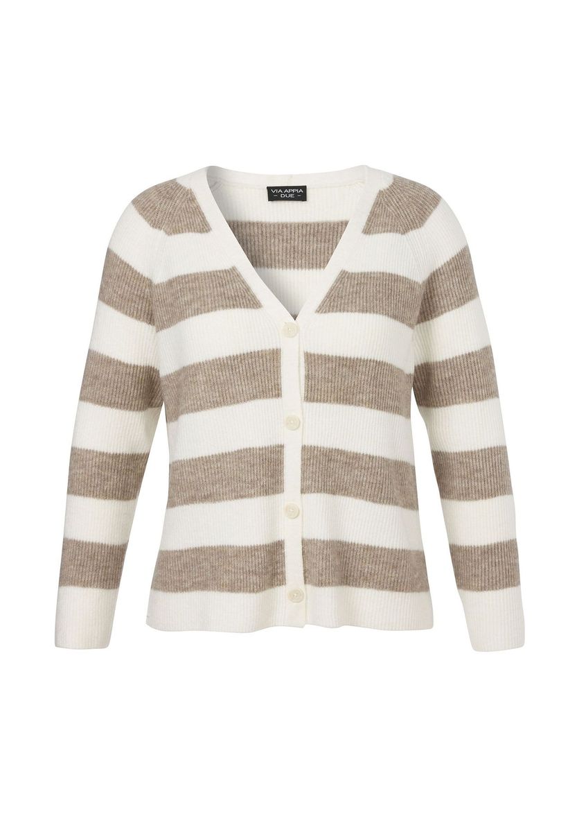 Gestreifte Strickjacke mit V-Ausschnitt