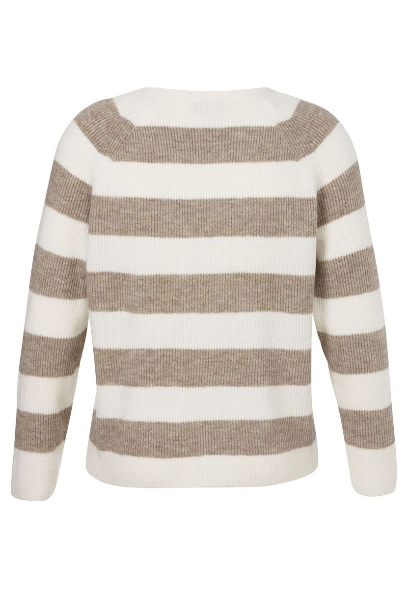 Gestreifte Strickjacke mit V-Ausschnitt