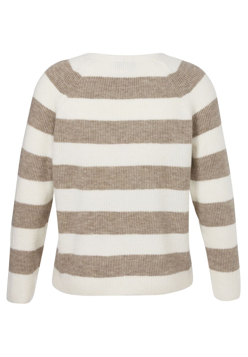 Gestreifte Strickjacke mit V-Ausschnitt