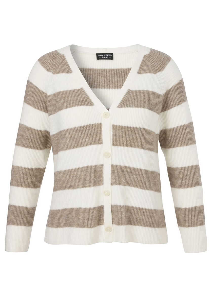 Gestreifte Strickjacke mit V-Ausschnitt