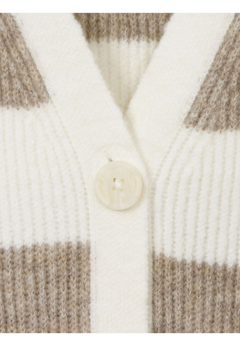 Gestreifte Strickjacke mit V-Ausschnitt