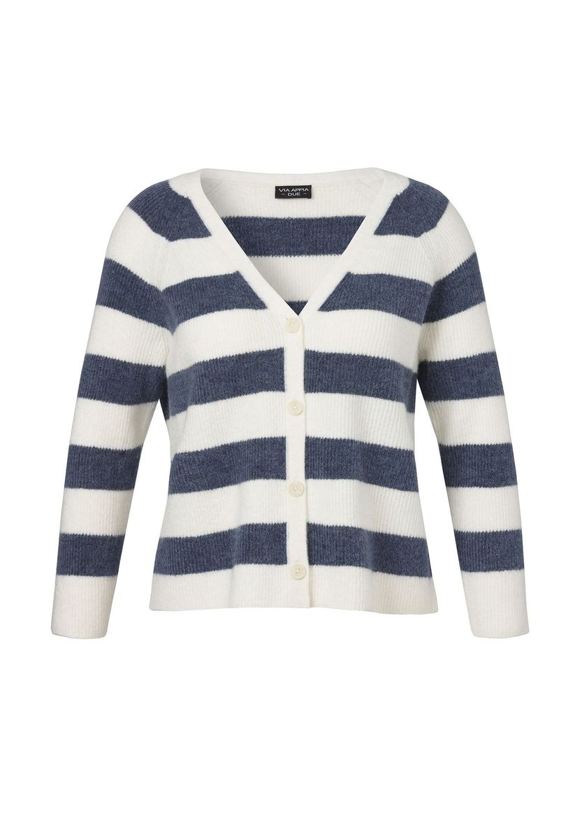 Gestreifte Feinstrick-Jackenjacke