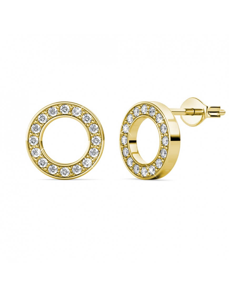 Runde Kristallohrringe in Gold