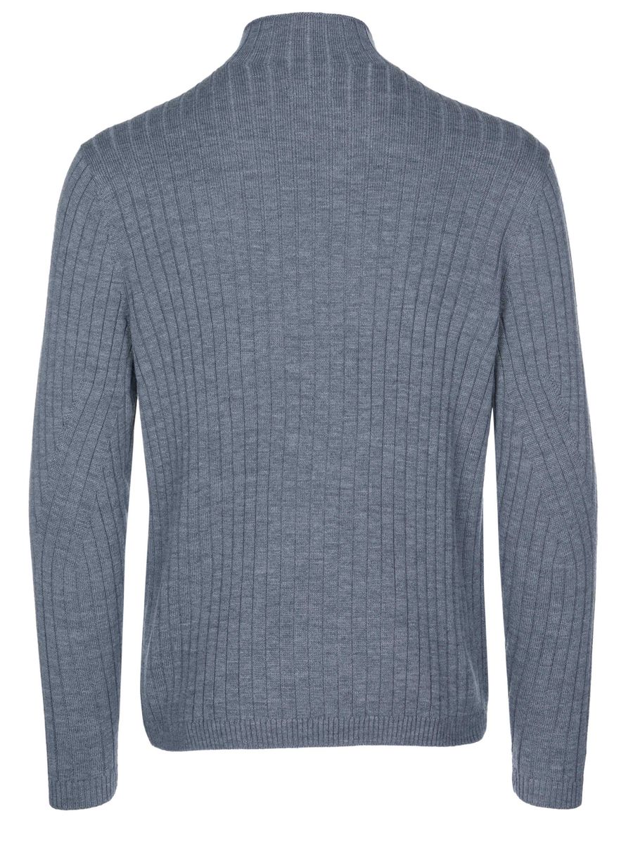 Rippstrick-Pullover aus Merinowolle mit Stehkragen