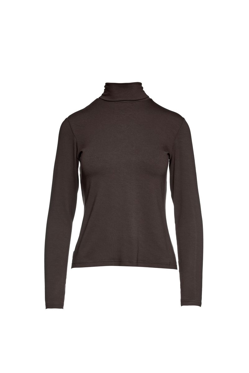 Braunes Langarm-Rollkragenshirt