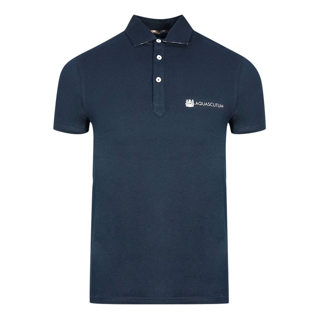 Marineblaues Baumwoll-Poloshirt mit Logo
