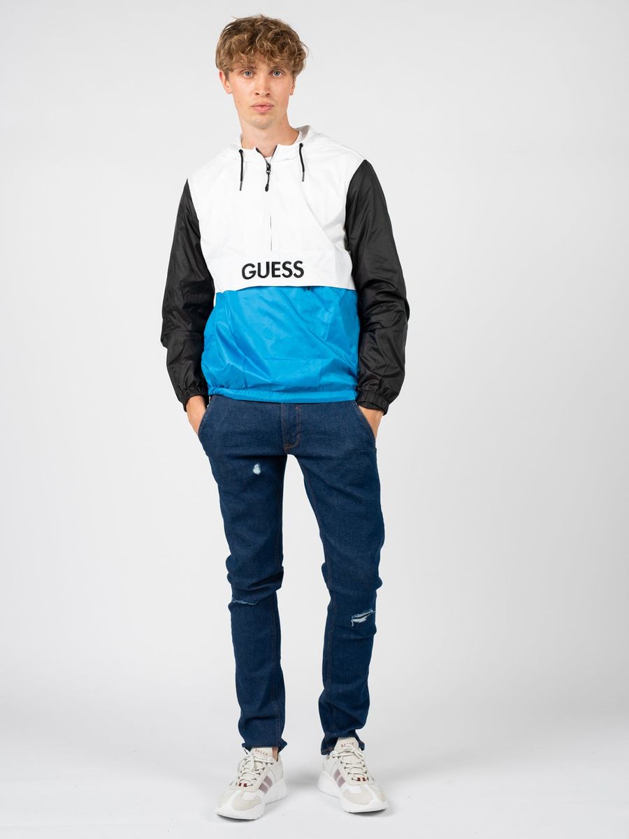 Colorblock-Windbreaker mit Logo-Print