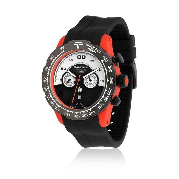 Uhr im Tachometer-Stil mit orangefarbenen Akzenten