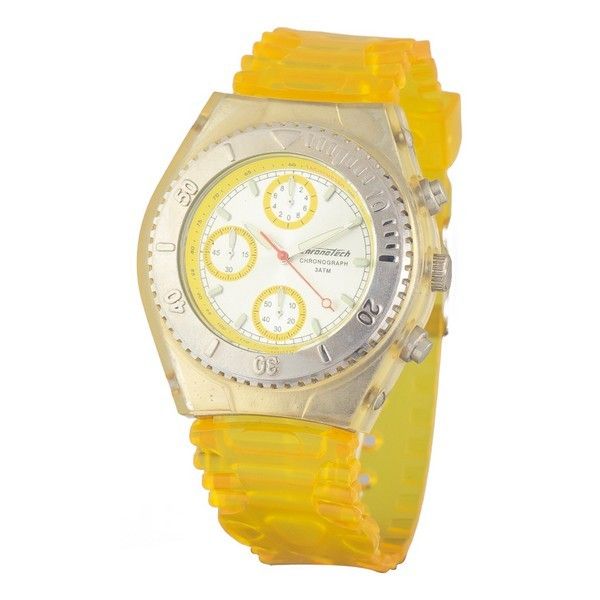 Gelbe Chronographenuhr mit Polycarbonatgehäuse