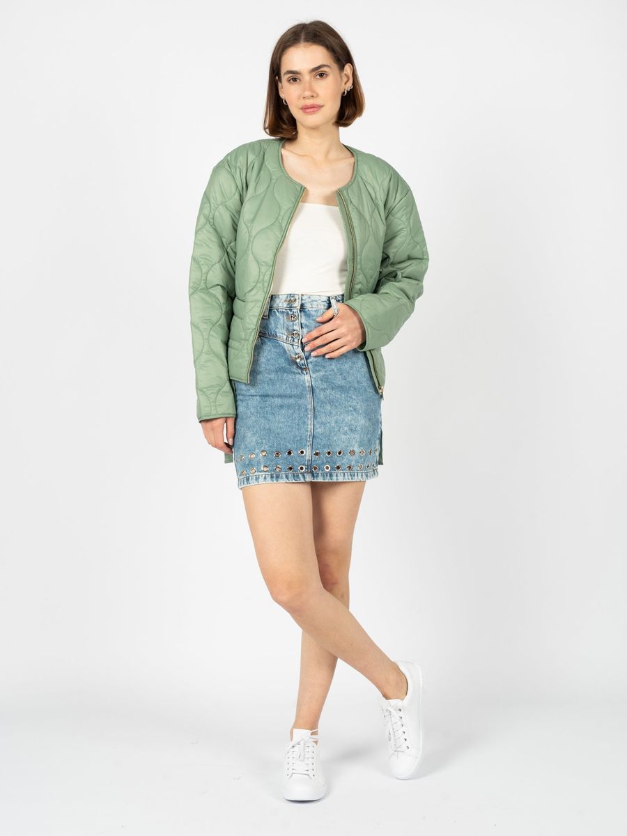 Mini-Jeansrock mit Distressed-Effekt und Ösen
