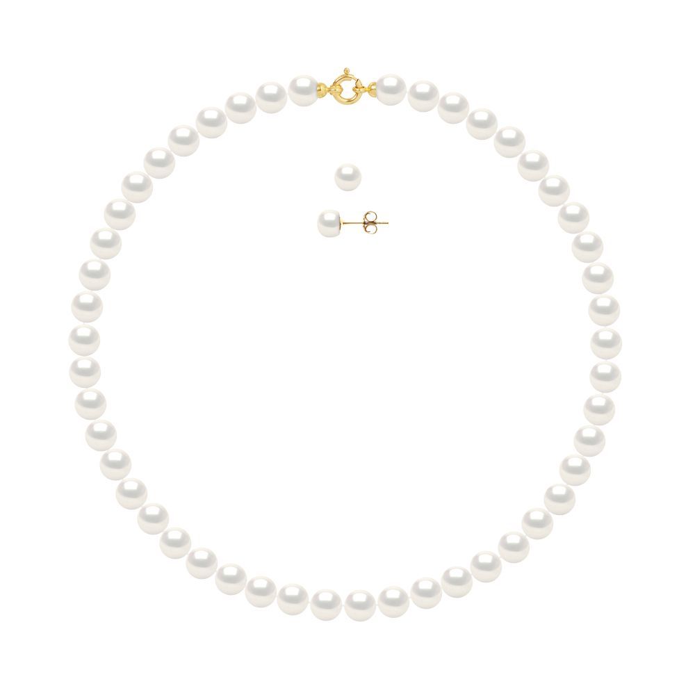 Klassisches Perlenketten- und Ohrring-Set