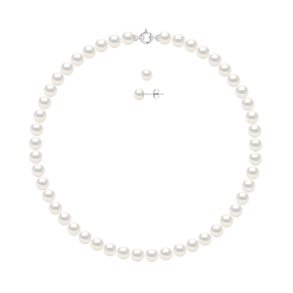Klassisches Perlenketten- und Ohrring-Set