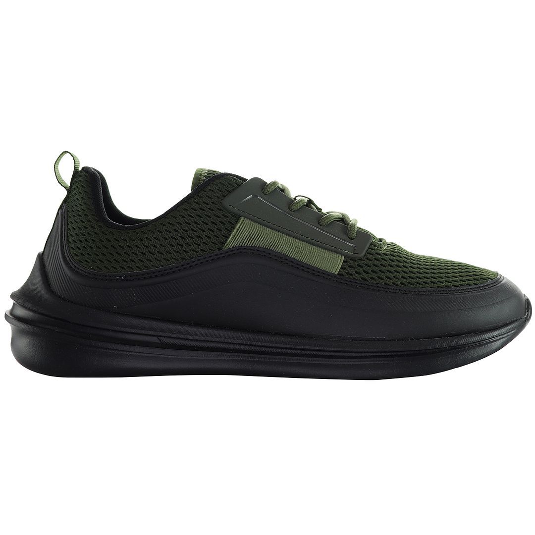 Khaki und schwarzer Laufschuh