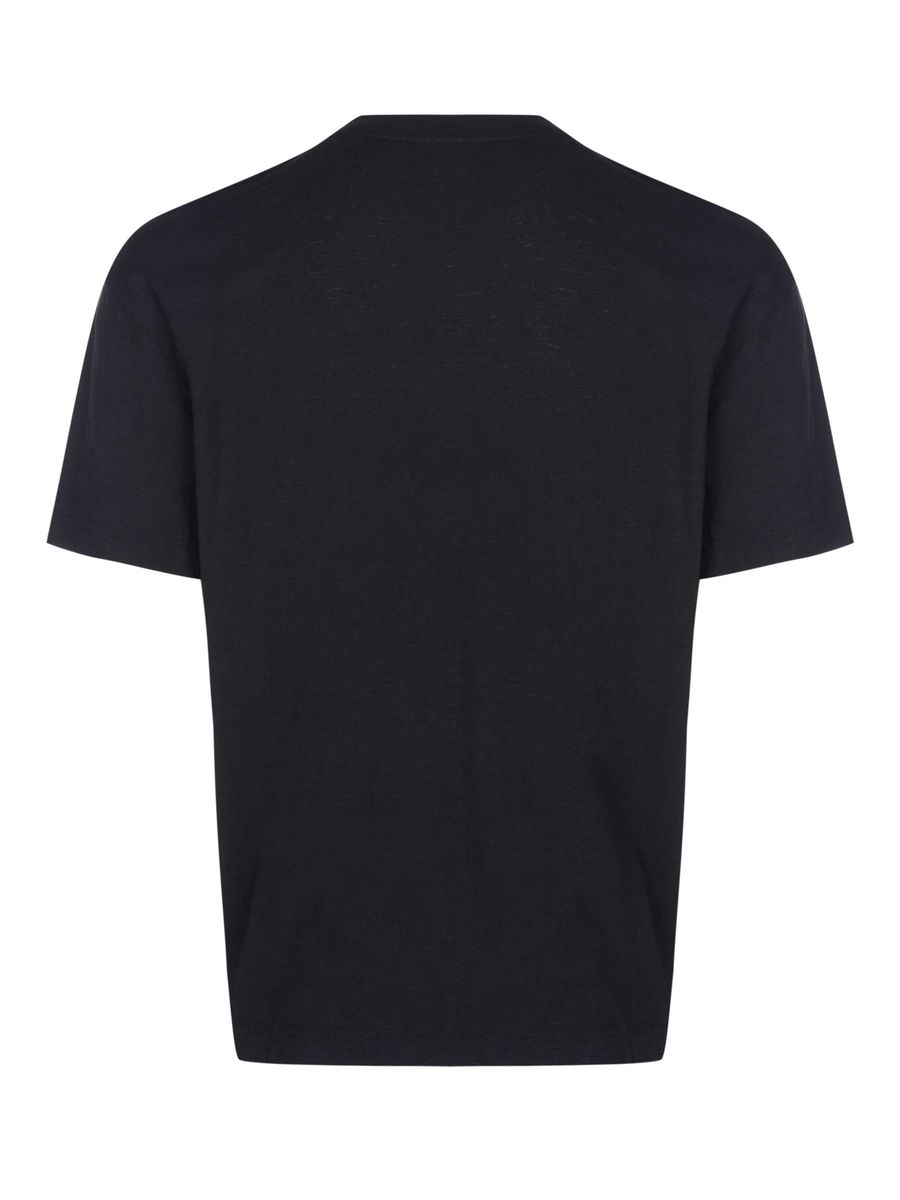 Minimalistisches Baumwoll-Leinen-T-Shirt mit Tasche