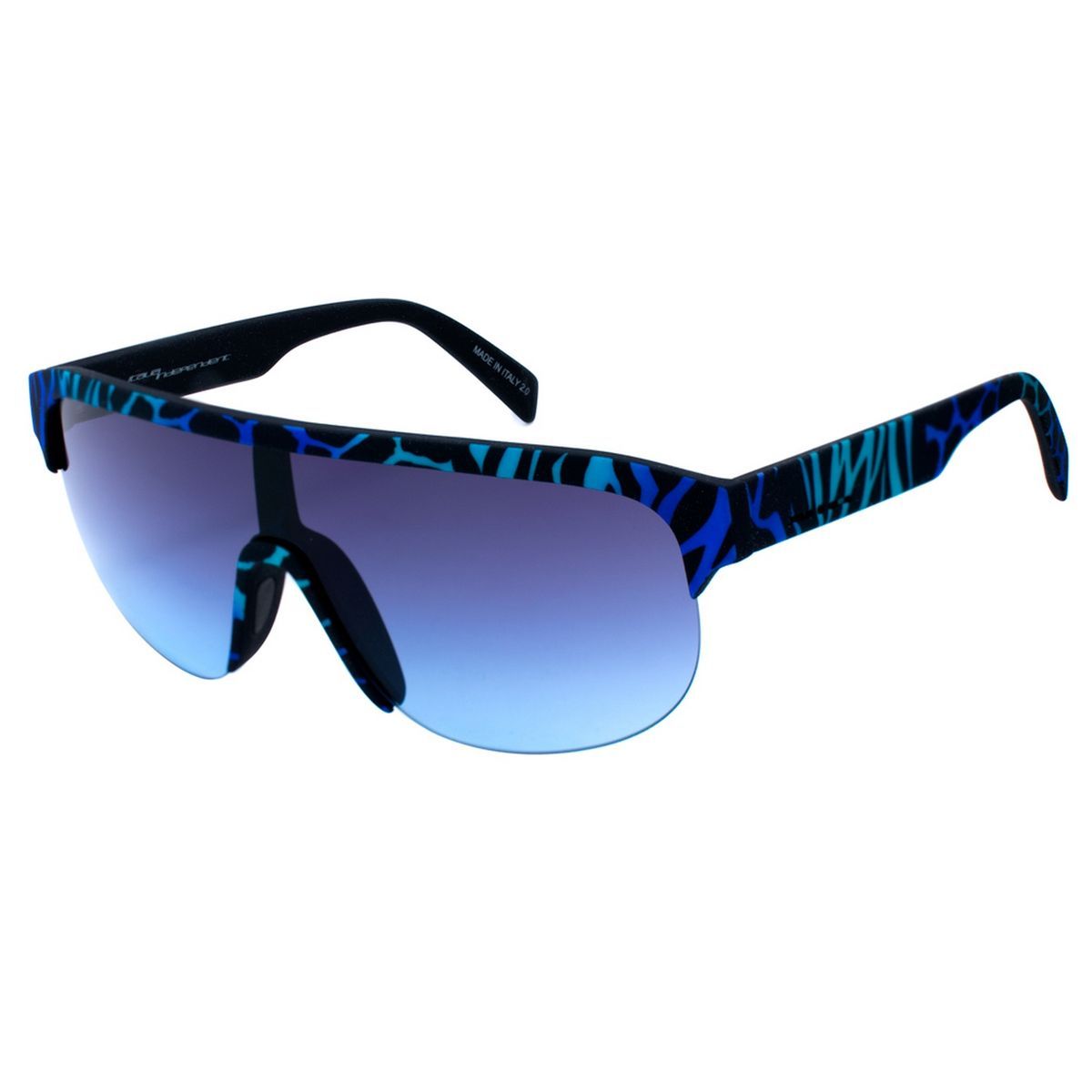 Blaue gemusterte Shield Sonnenbrille