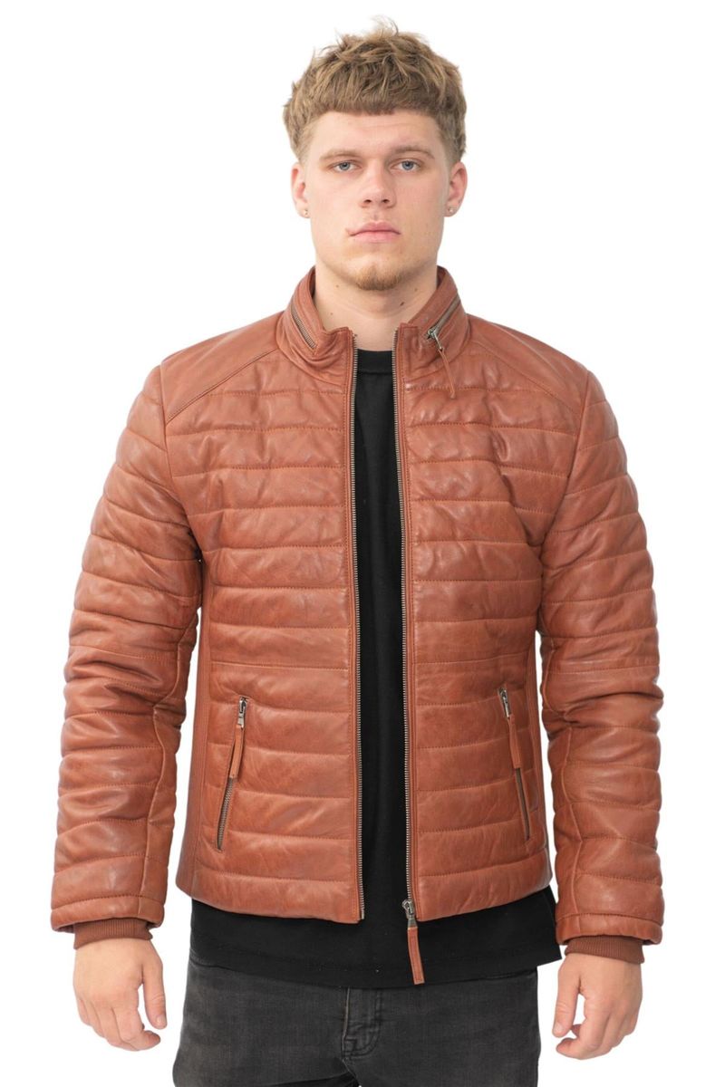 Gesteppte Leder-Pufferjacke Tallinn