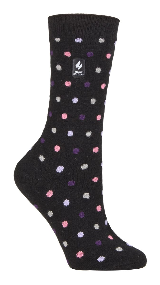 Heat Holders Damen Ultra Lite Thermal Brushed Inner Yarn Design Socken Schwarz/Lila (Nicosia)