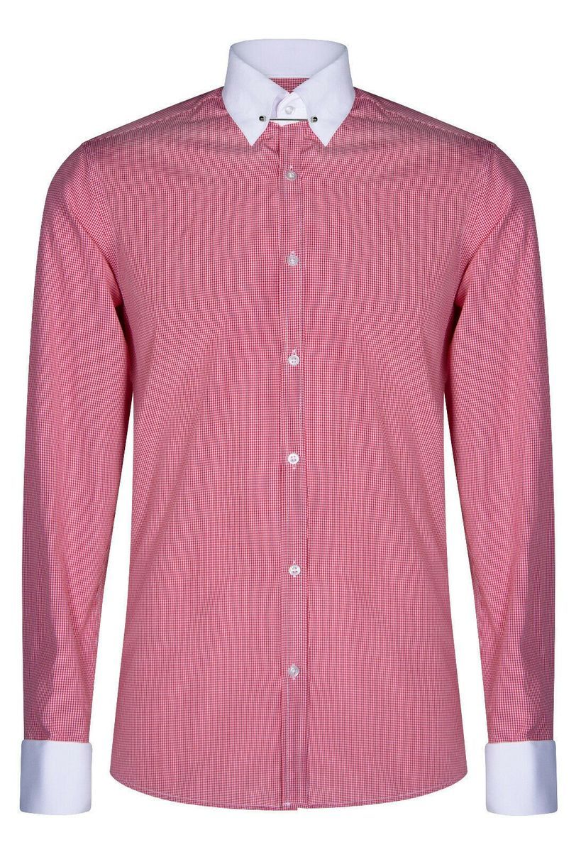 Rotes Gingham-Hemd mit Clubkragen