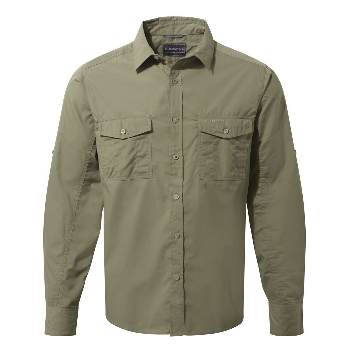 Craghoppers Mens Kiwi Langarm-Shirt (Pebble Grey)