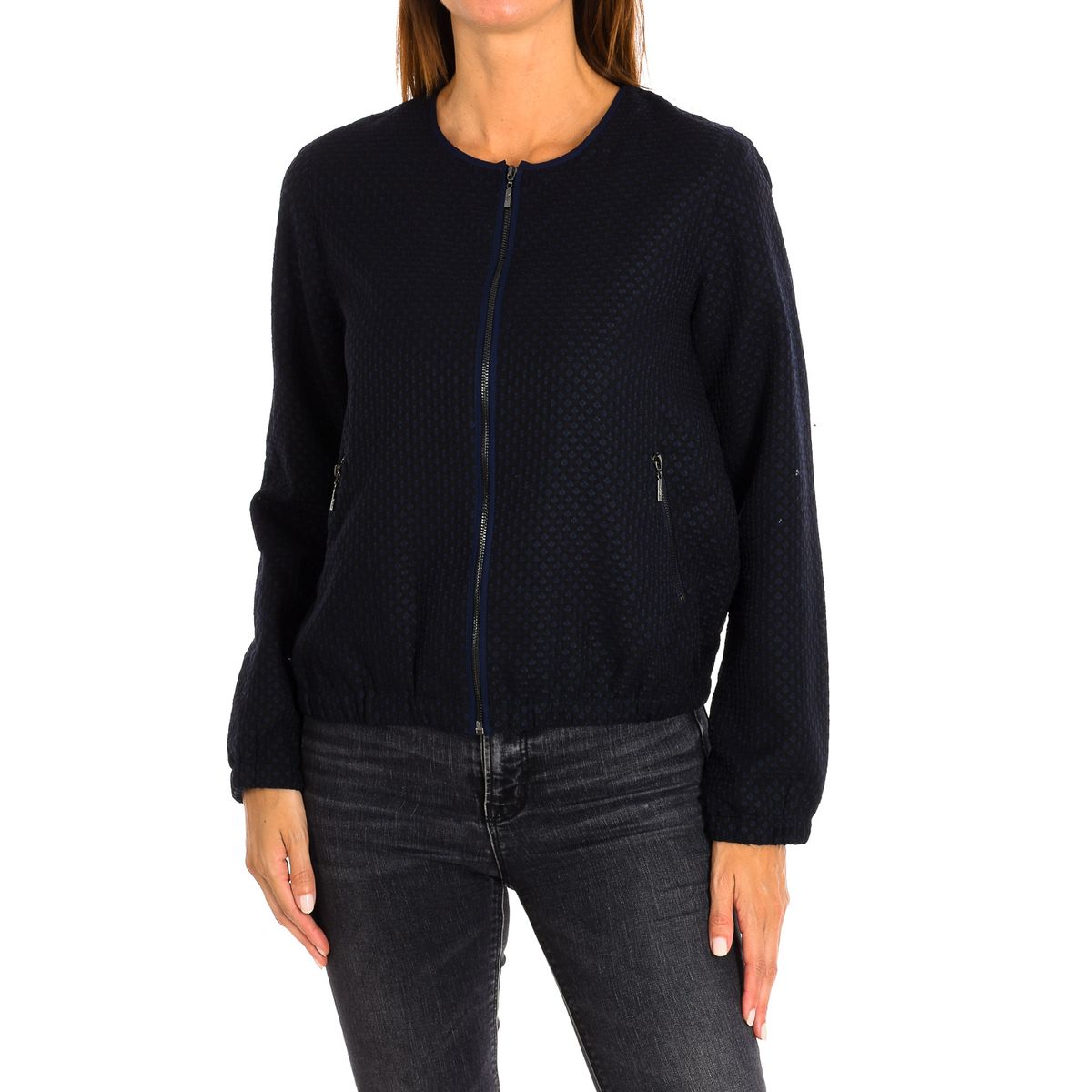 Strukturierte marineblaue Bomberjacke