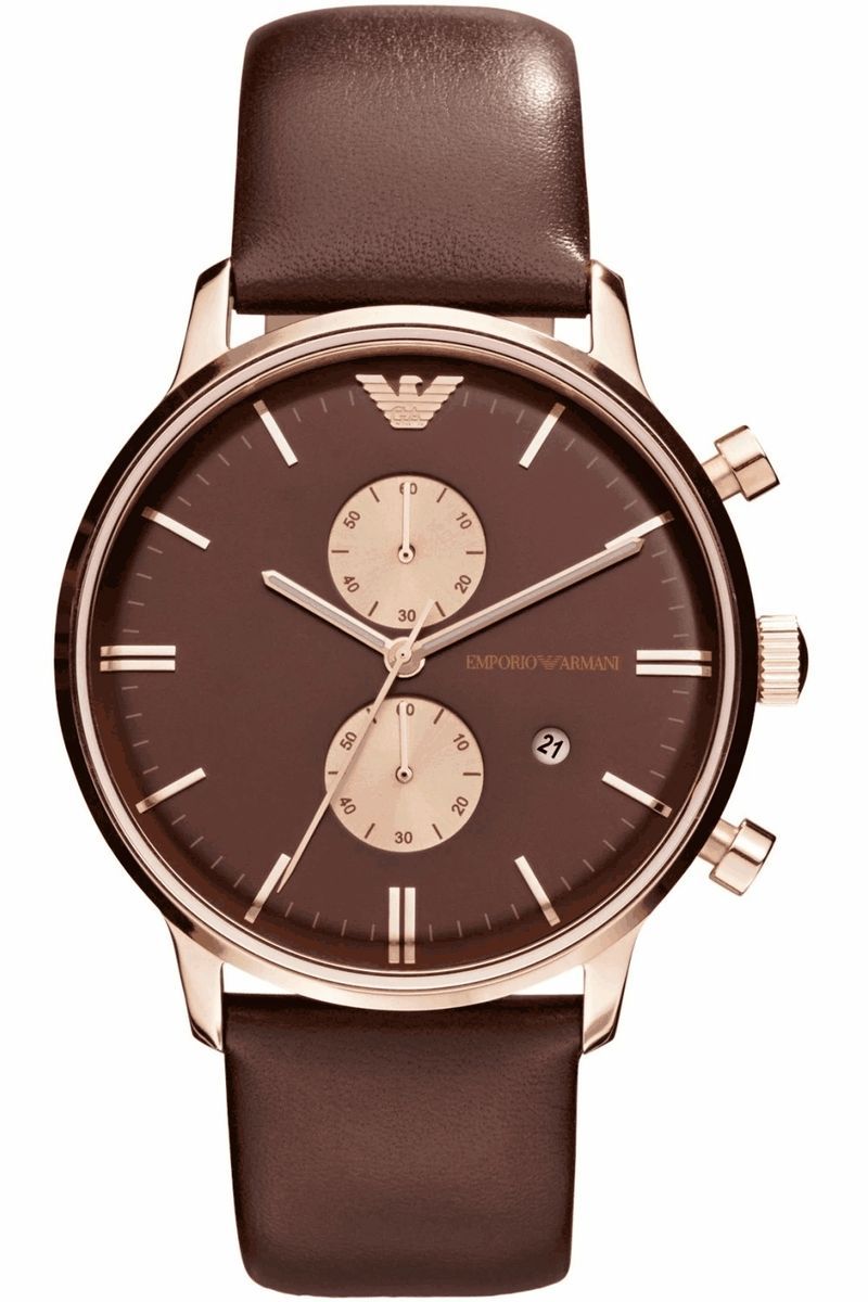 Braune Chronograph-Uhr mit Lederarmband