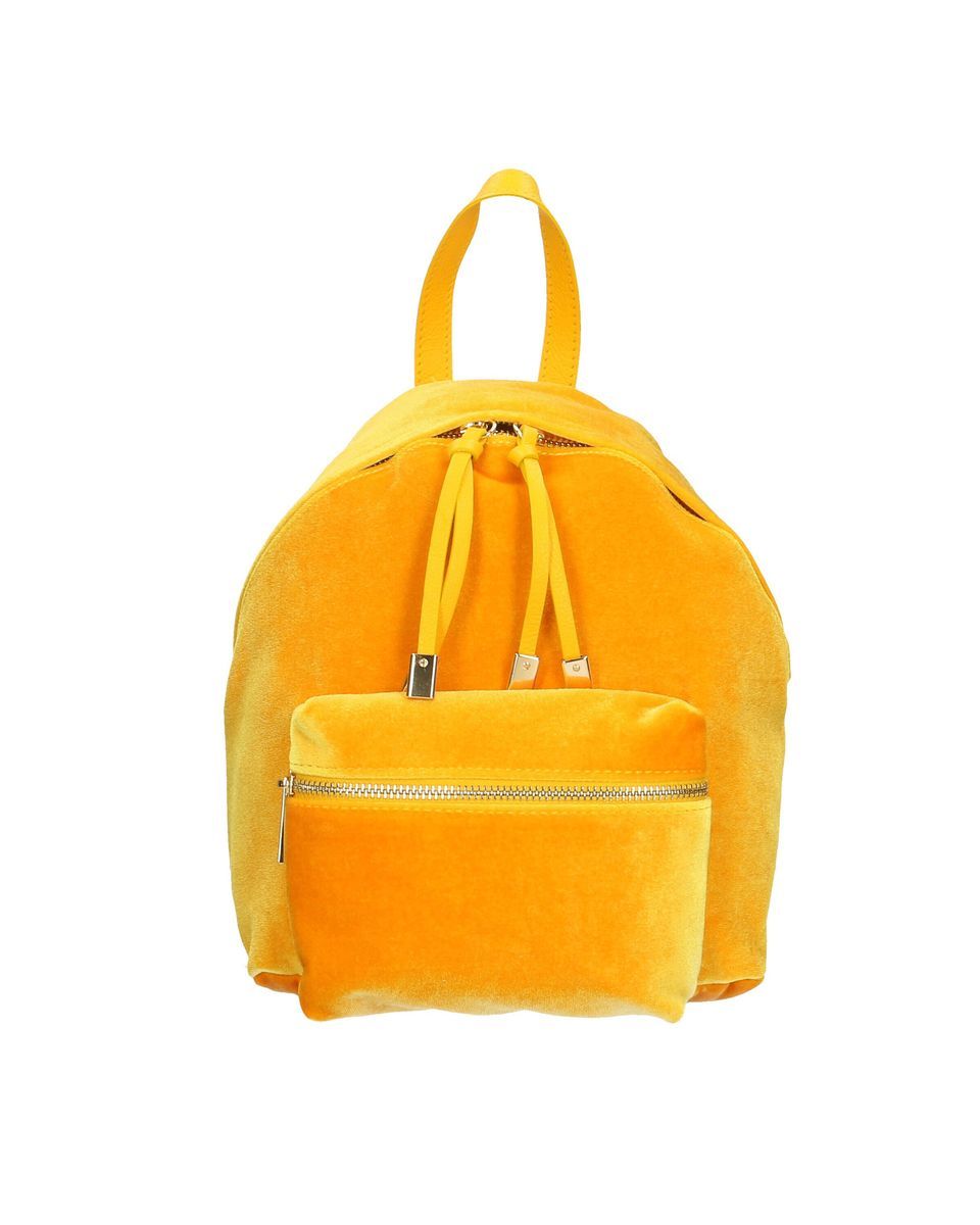 Gelber Samt Rucksack mit Fronttasche