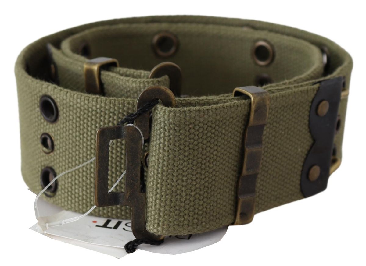 Ermanno Scervino Ceinture verte 100% coton à boucle bronze rustique pour femme