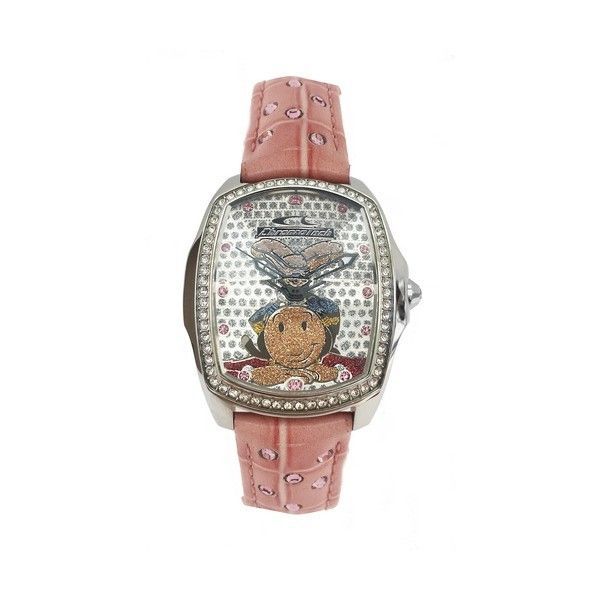 Quartz Modeuhr mit rosafarbenem Lederarmband