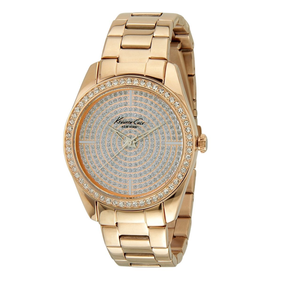 Elegante Roségold Kristall Damenuhr