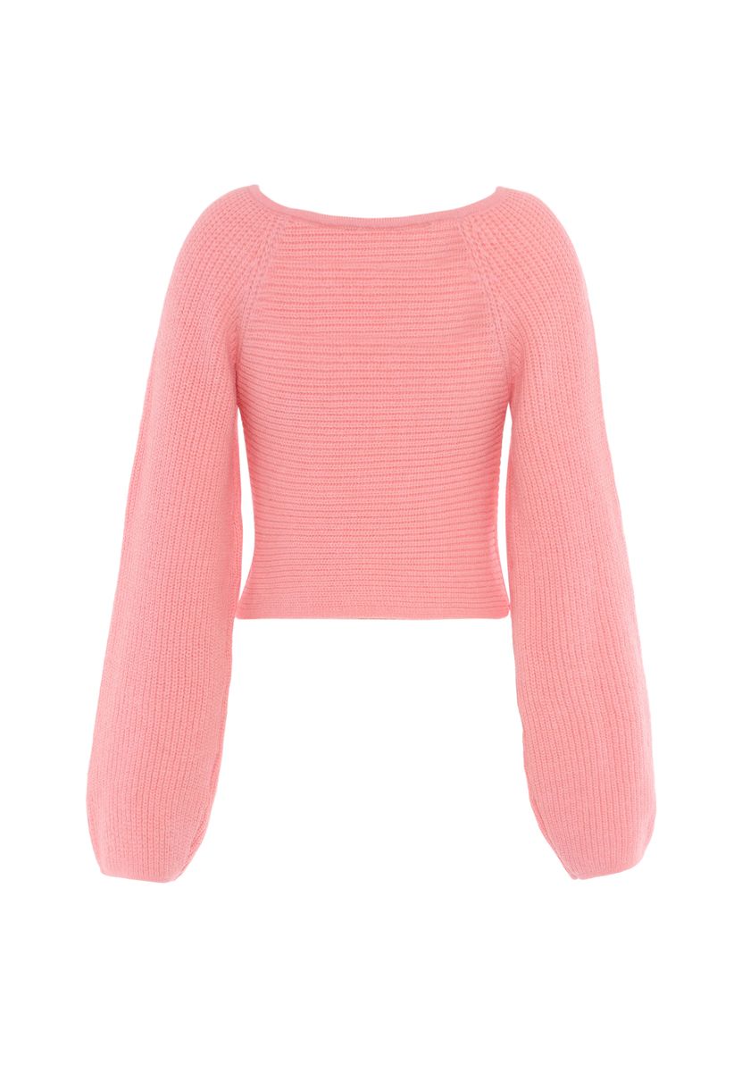 Kurzer Strickpullover mit Herzausschnitt
