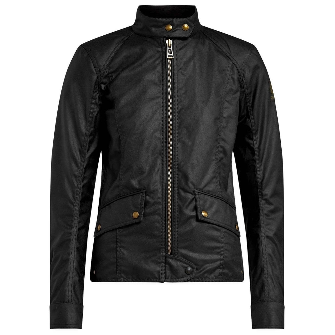 Schwarze Damenjacke aus gewachster Baumwolle