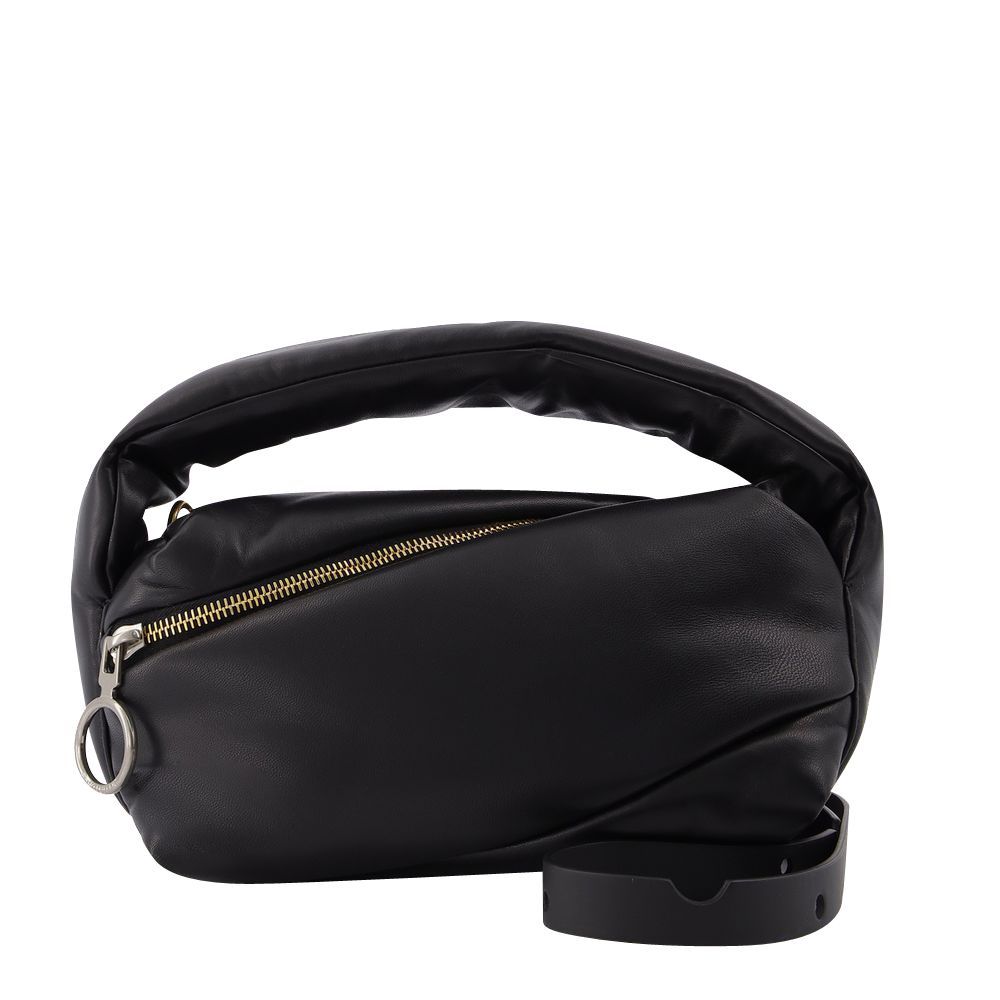 Schwarze Leder Pump Pouch Tasche