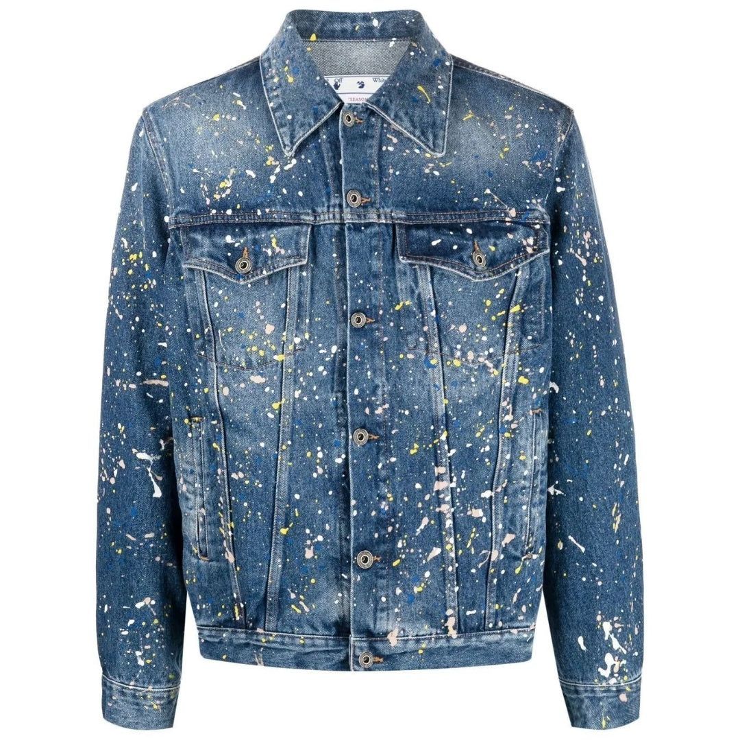 Jeansjacke mit Farbspritzern Skate Fit