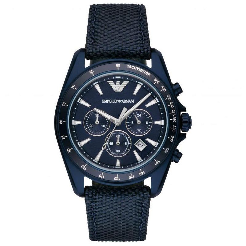 Blaue Chronographenuhr mit Nylonarmband