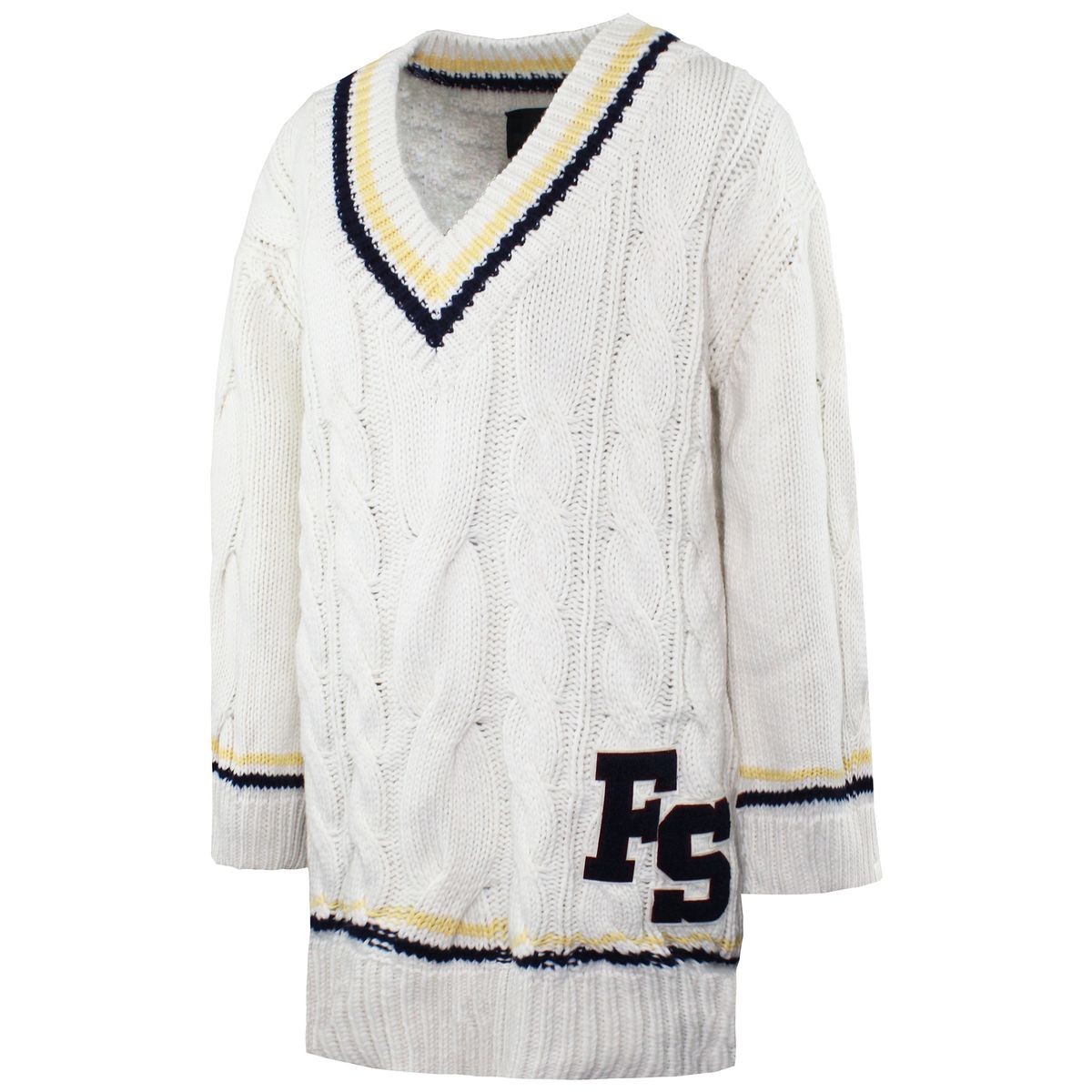 Oversize-Varsity-Pullover mit Zopfmuster