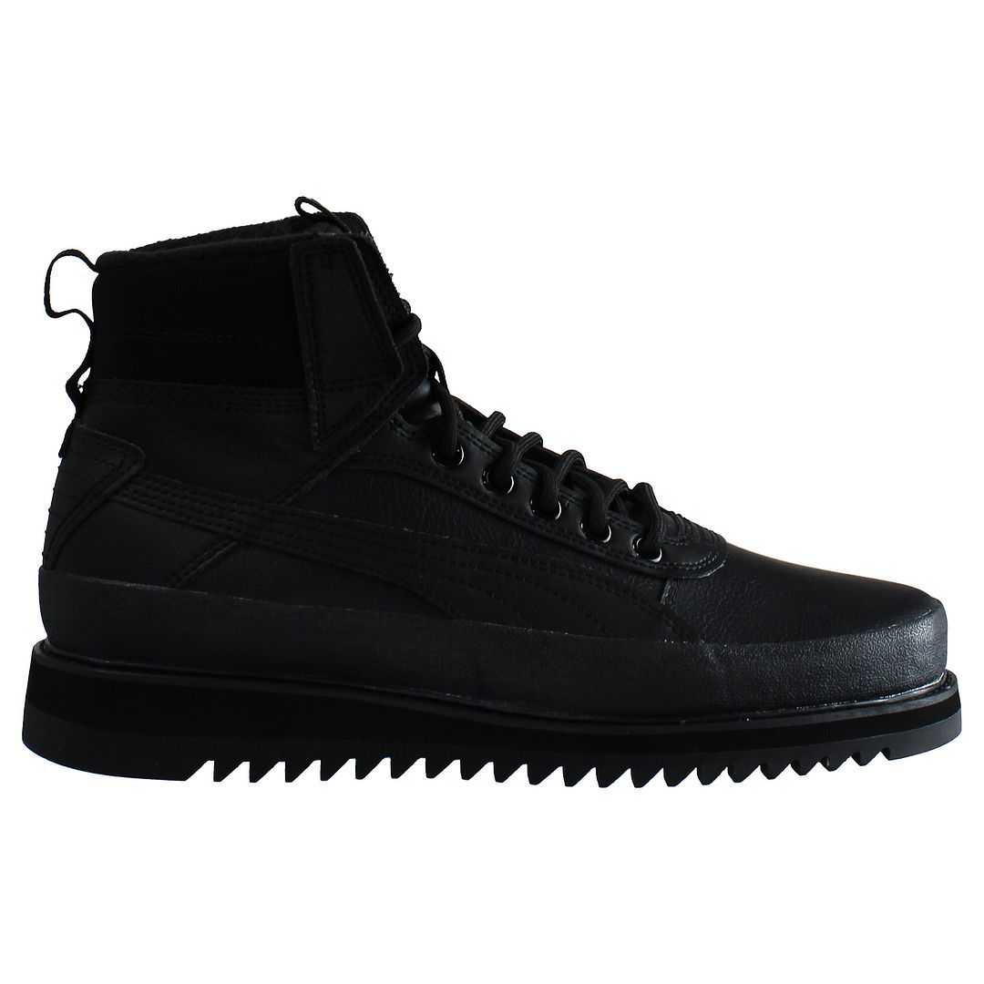 Moderne schwarze Leder-High-Top-Stiefel