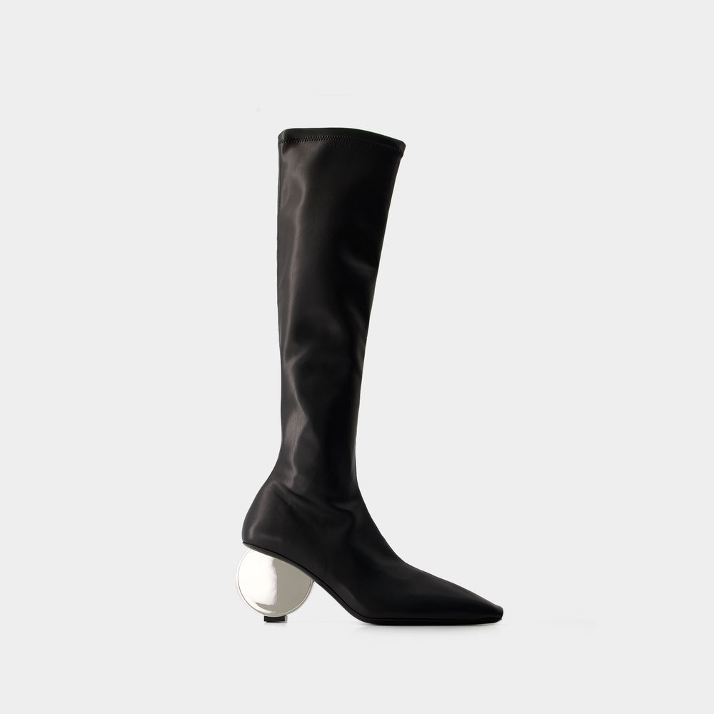 Schwarze Kniehohe Lederstiefel