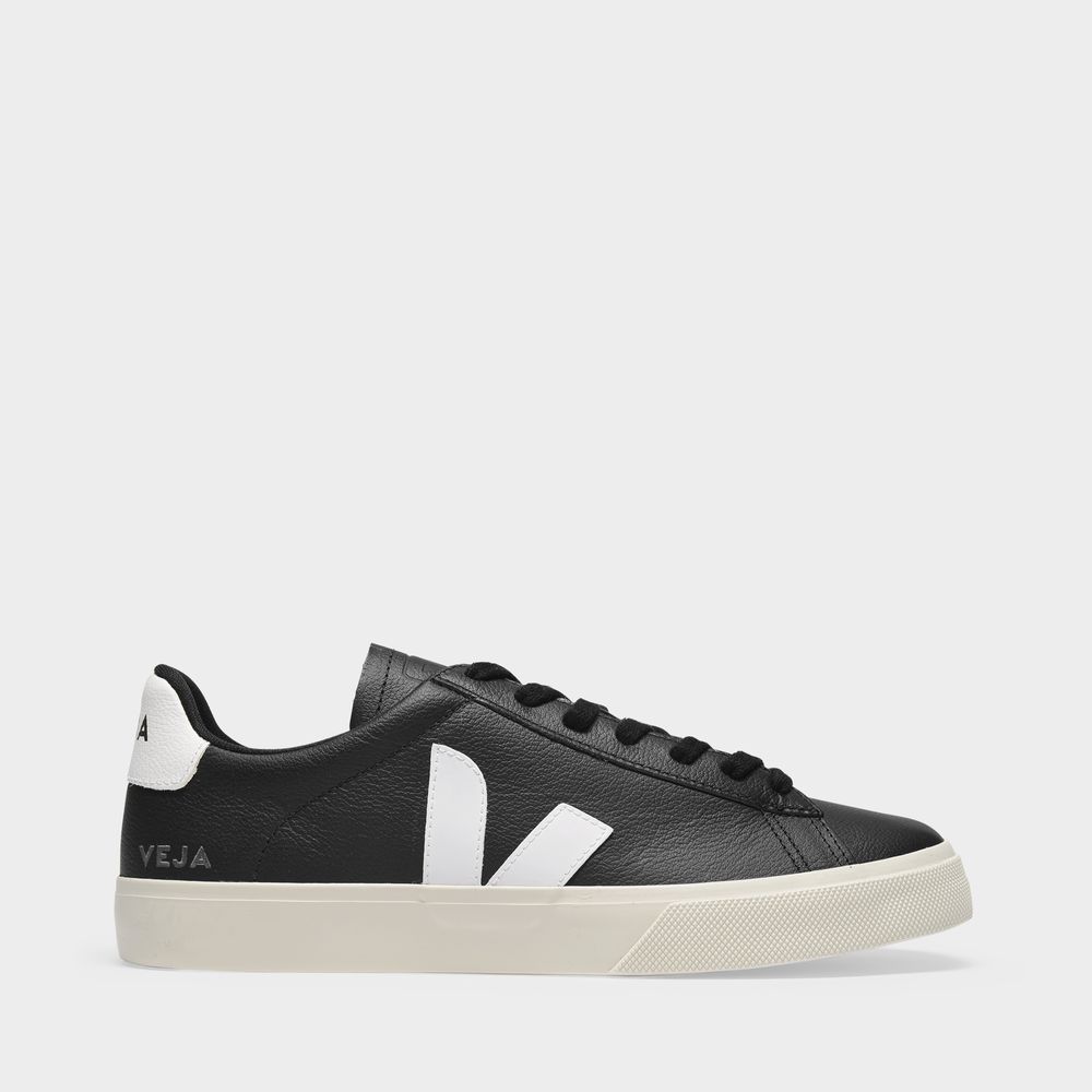 Schwarze Leder Low-Top Sneakers