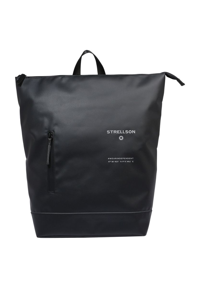 Minimalistischer schwarzer Laptop-Rucksack mit Emblem