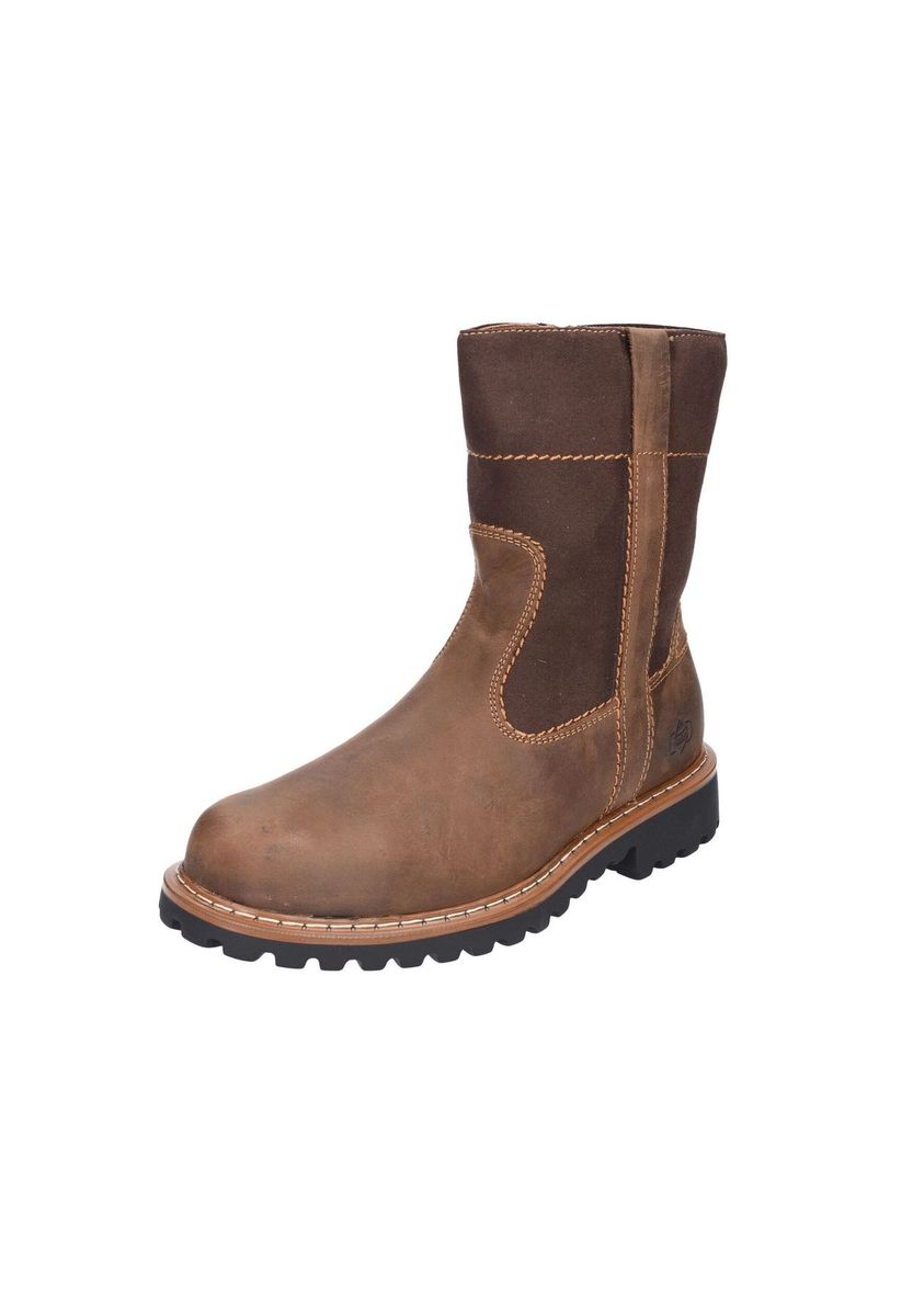 Braune Winterstiefel aus Leder zum Reinschlüpfen