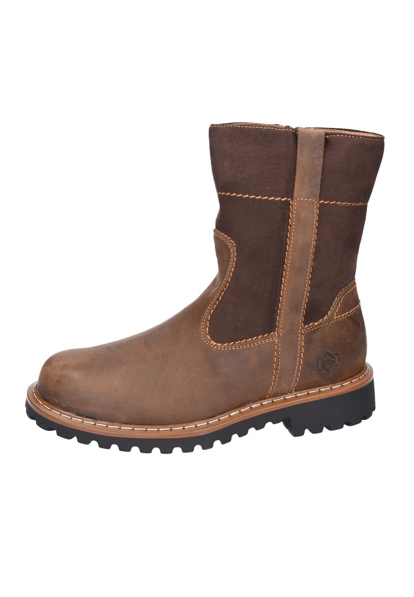 Robuste zweifarbige Leder-Winterstiefel