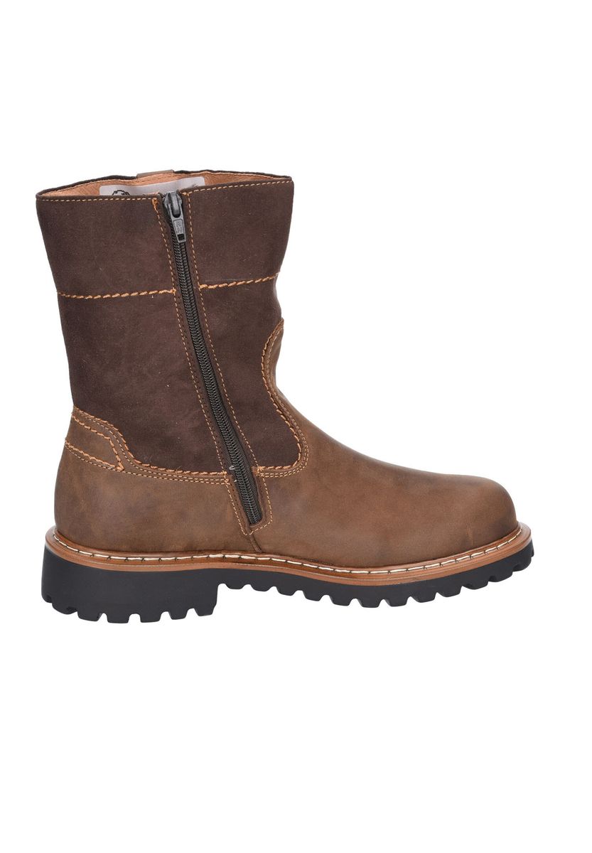 Robuste zweifarbige Leder-Winterstiefel