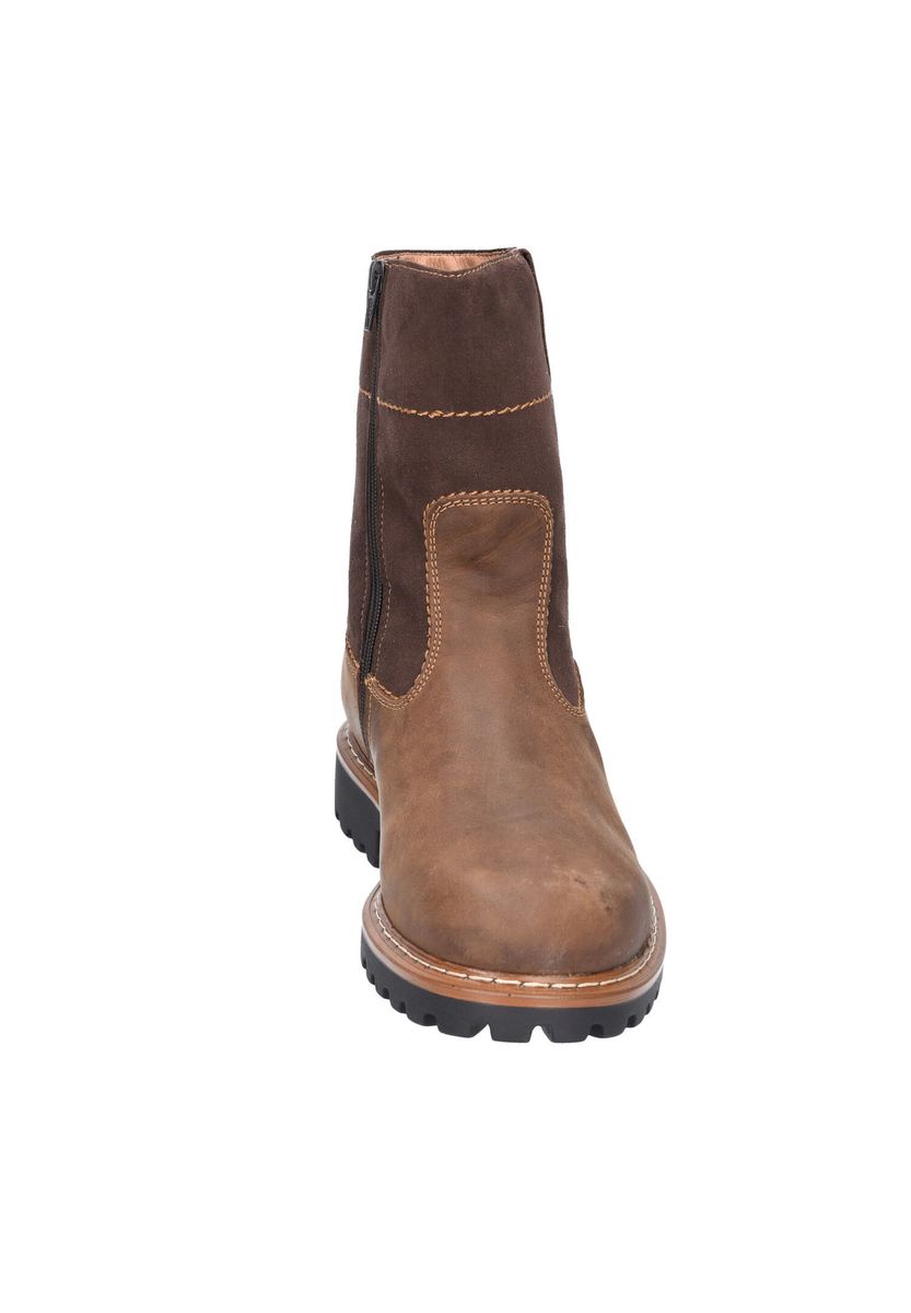 Robuste zweifarbige Leder-Winterstiefel