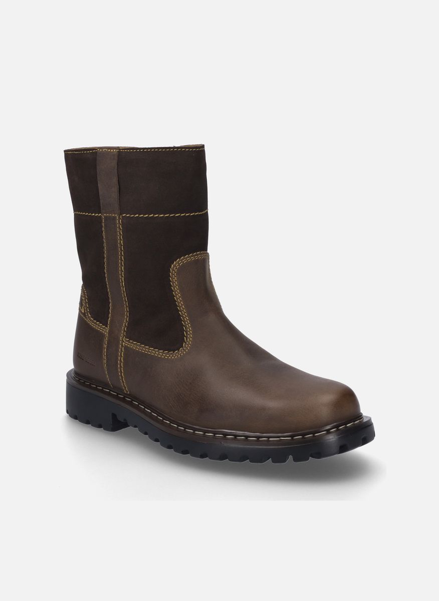 Robuste zweifarbige Leder-Winterstiefel