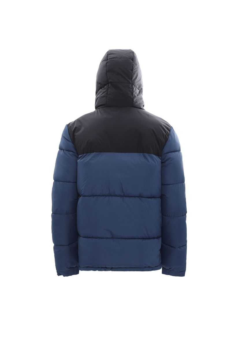 Wattierte zweifarbige Steppjacke mit Kapuze